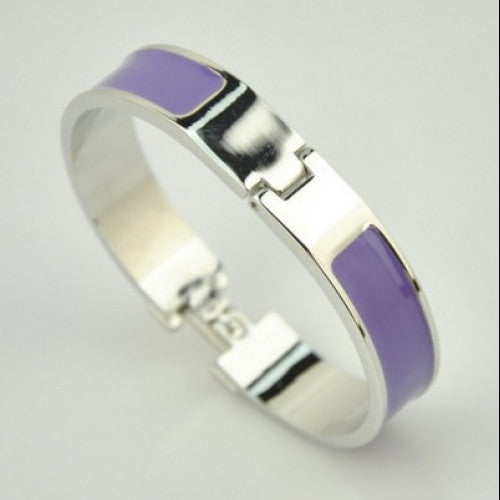 Fashion Cuff Jewelry Classic Elegant Lady Stylish Accessory Women Metal Alloy Bangle Silver Plated Bracelet Enamel Wristband